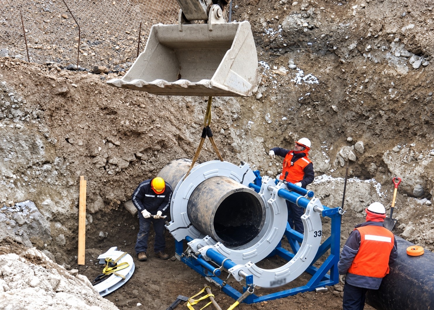 Equipo y operarios de termofusión HDPE